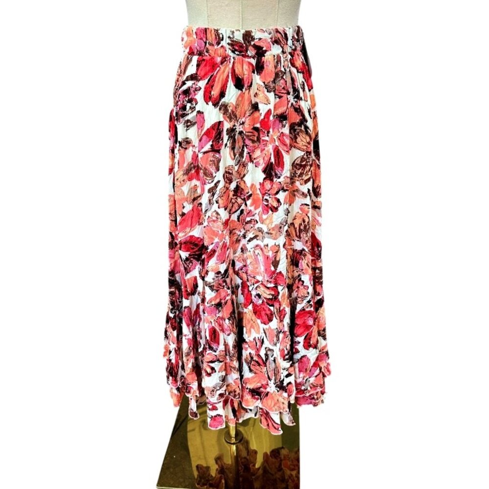 NEW Lapis MAXI Skirt SMALL Floral Tiered Lined Cottagecore Romantic Prairie BOHO